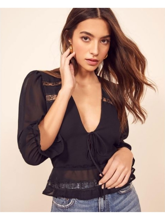Reformation Tops - Reformation Emily Top - Black